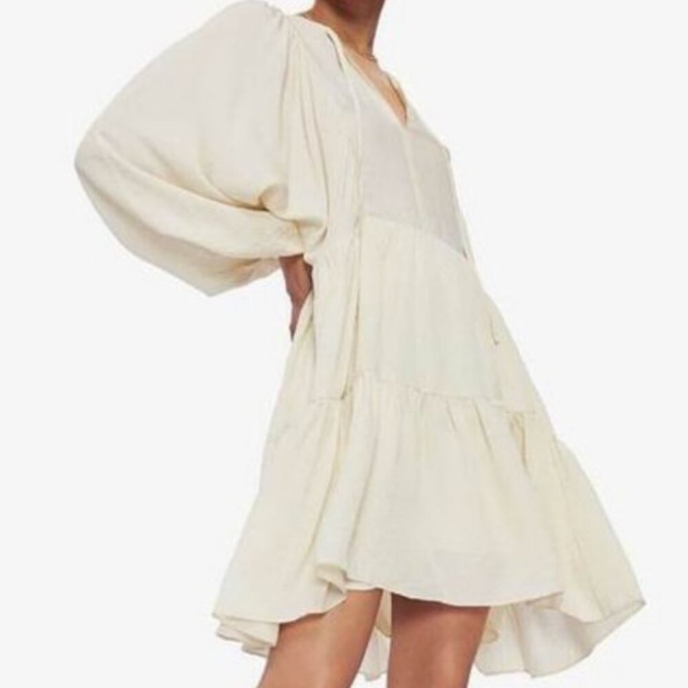 Anine Bing Madison  Mini Dress In Cream And Black Stripe  Minimalist Lagenlook